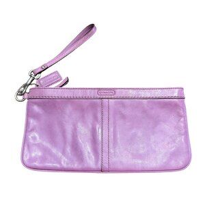 Coach Wrist Purse Clutch Purple Lavender Leather Small